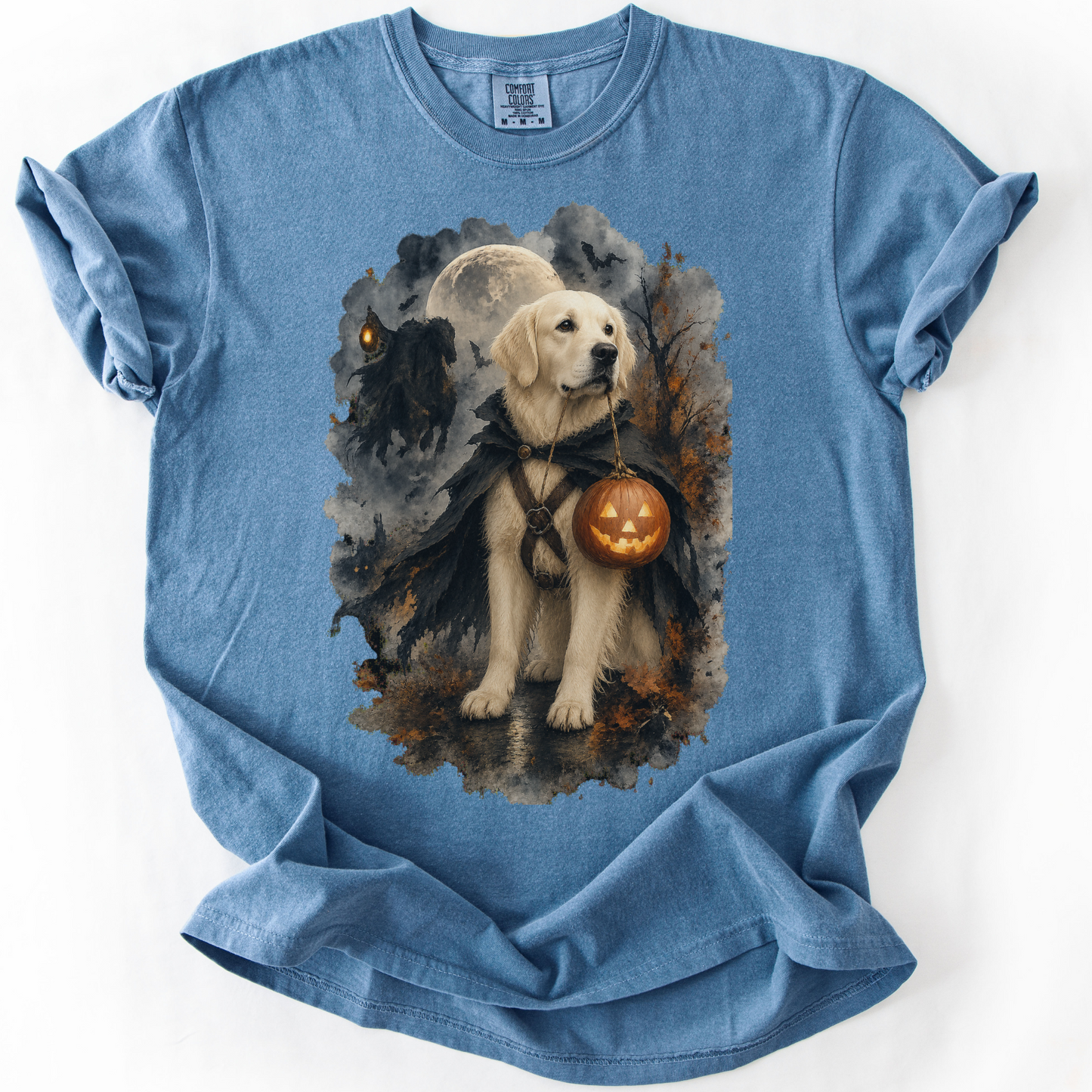 English Cream Golden Retriever Headless Horseman Inspired Halloween Comfort Colors Shirt