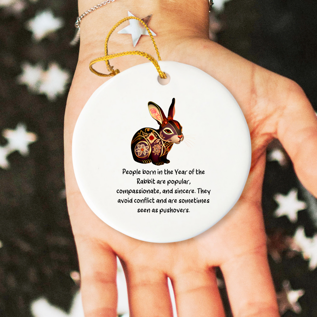 Chinese Zodiac Rabbit Ornament, Year of the Rabbit Horoscope Gift for Lunar New Year