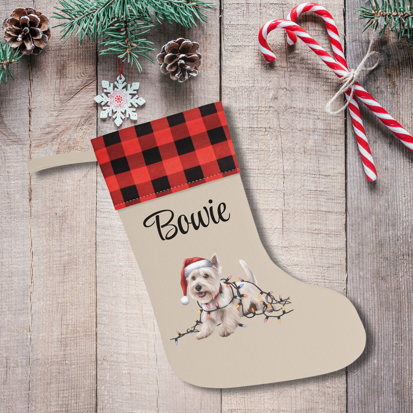 Personalized West Highland Terrier Christmas Stocking, Holiday Decor Gift for Westie Lovers