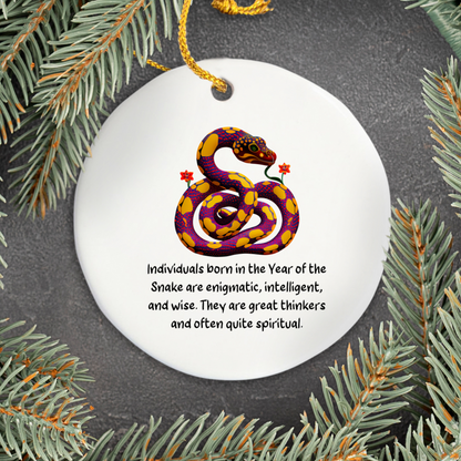Chinese Zodiac Snake Ornament, Year of the Snake Horoscope Gift for Lunar New Year