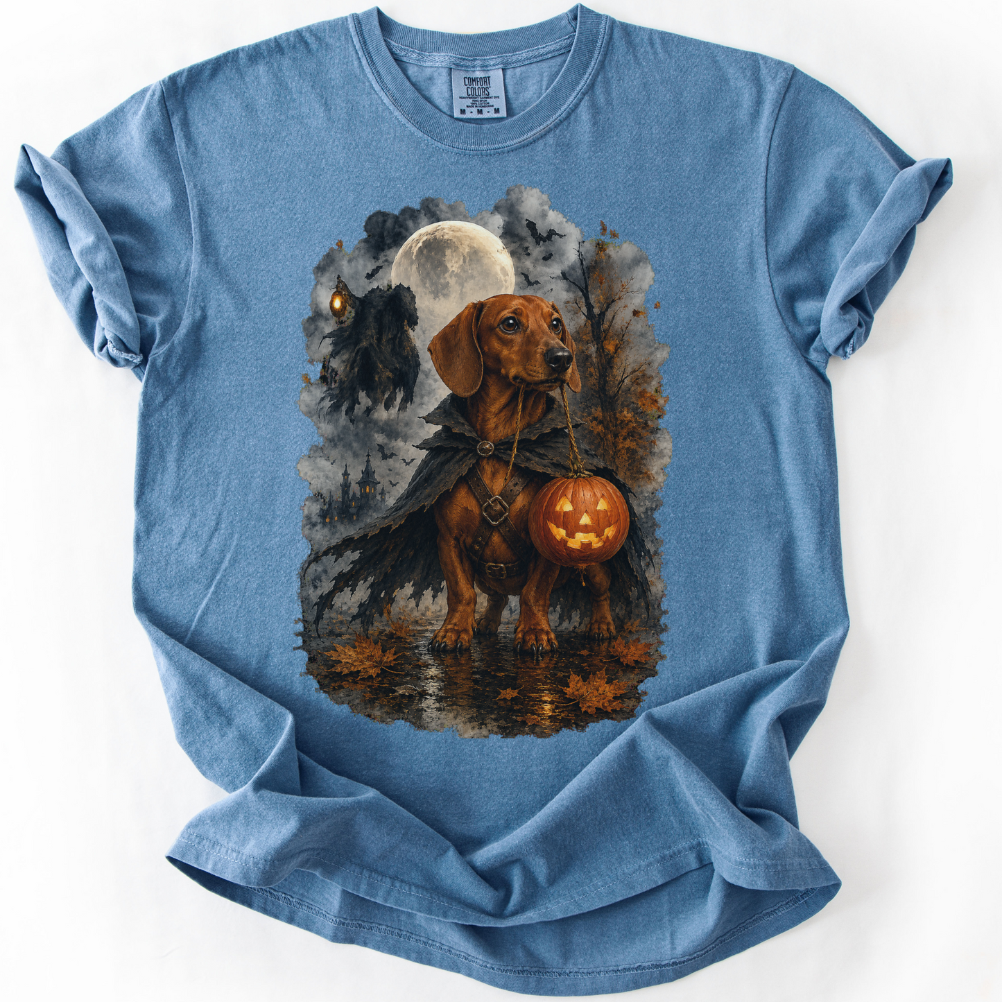 Red Dachshund Headless Horseman Inspired Halloween Comfort Colors Shirt