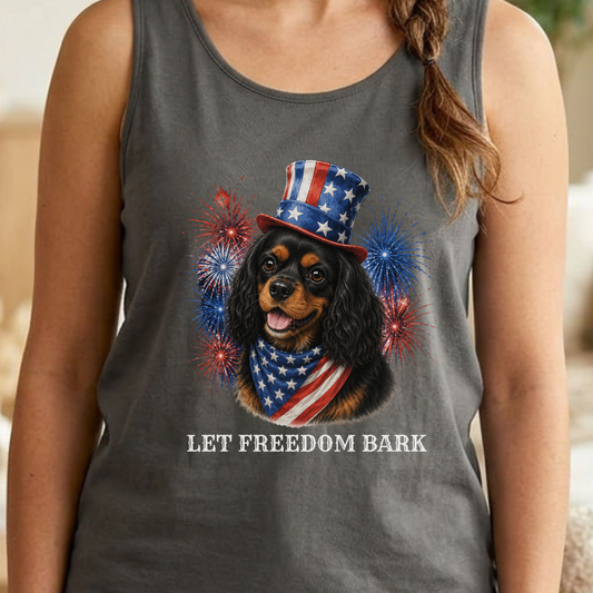 Patriotic Black Tan Cavalier Tank Top