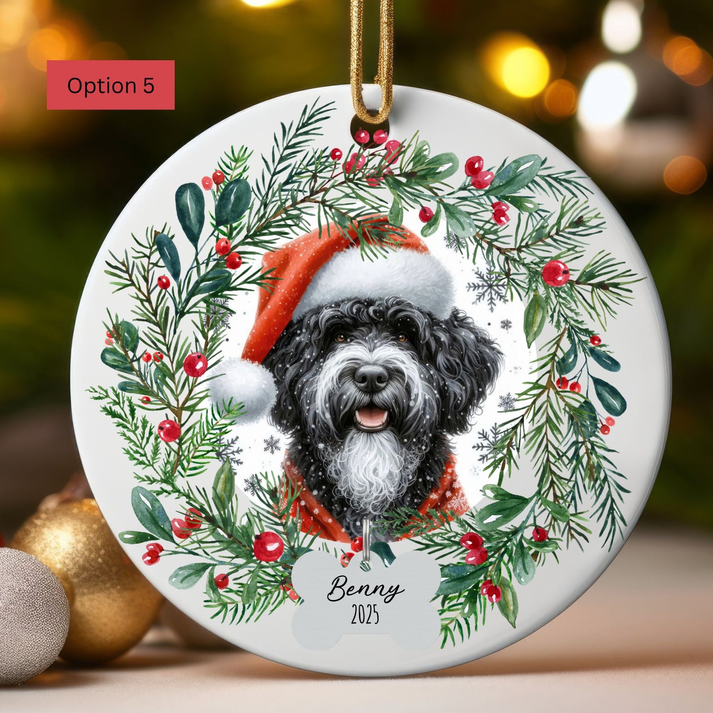 Personalized Portuguese Water Dog Christmas Ornament