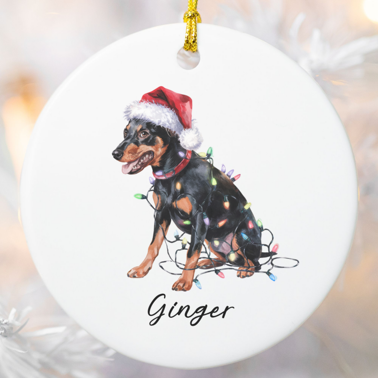 Miniature Pinscher Ornament, Personalized Dog Keepsake
