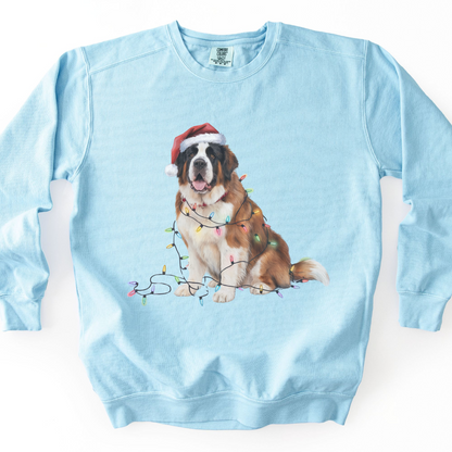 Saint Bernard Christmas Lights Sweatshirt, Festive Dog Lover Gift