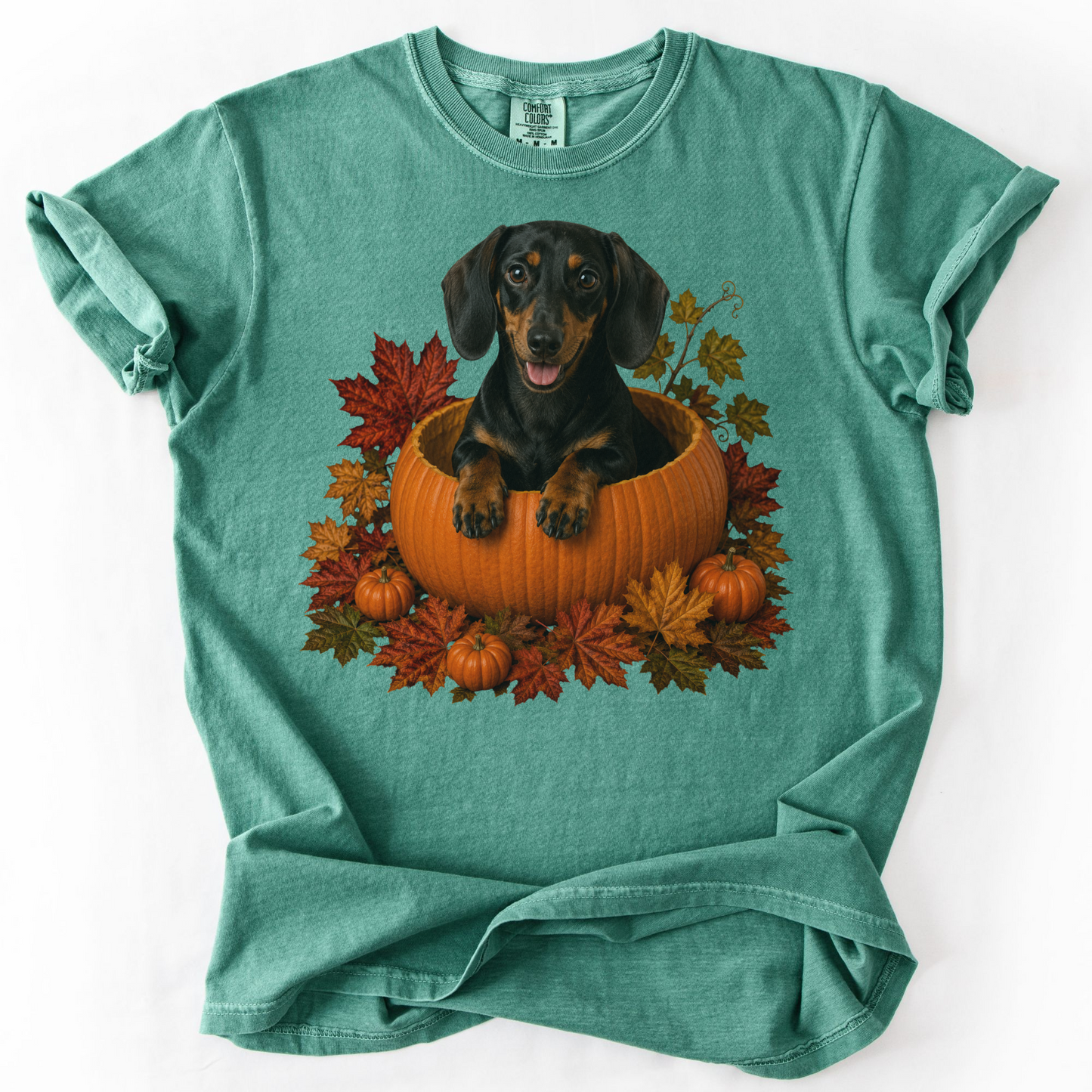 Black and Tan Dachshund Pumpkin Shirt Fall Dog Lover Autumn Comfort Colors Graphic Tee Gift Apparel