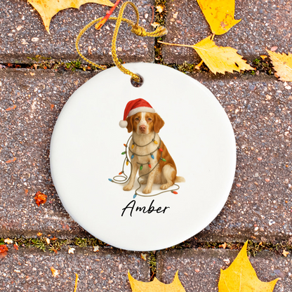 Personalized Brittany Spaniel Ornament, Ceramic Dog Lover Christmas Keepsake