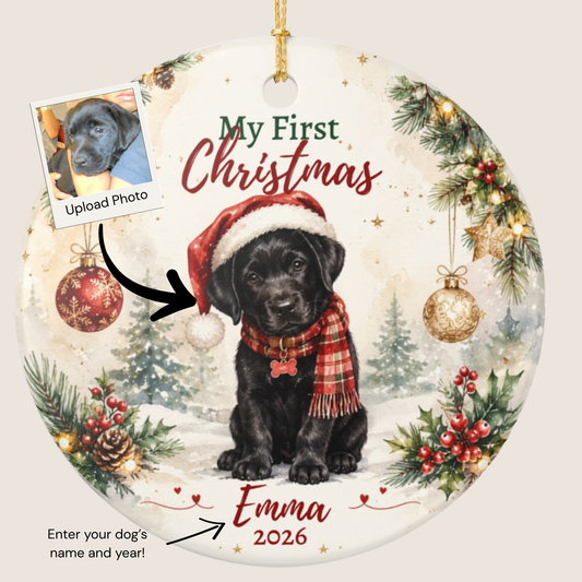 Personalized Puppy First Christmas Ornament, Custom Dog Keepsake Gift