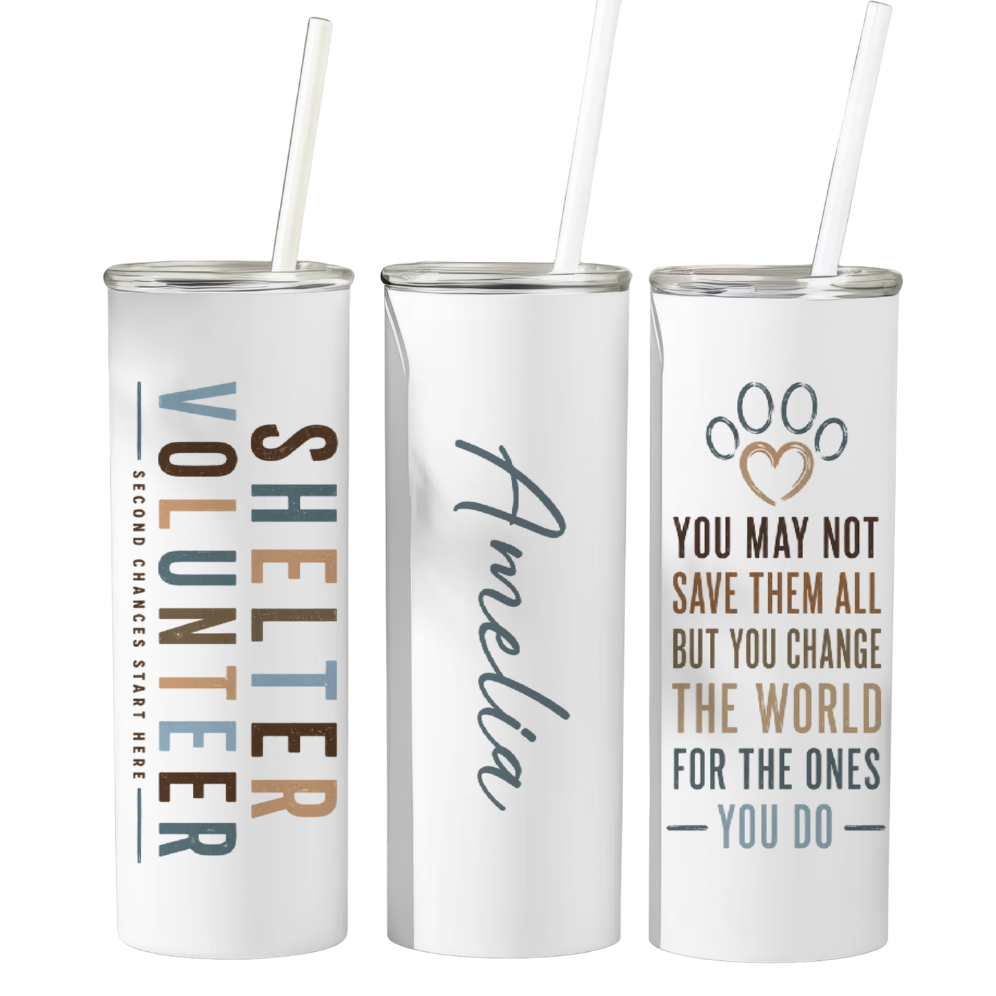 Personalized Animal Shelter Volunteer Tumbler, Rescue Volunteer Gift, 20oz Skinny Tumbler