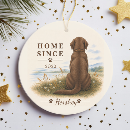 Personalized Chocolate Lab Ornament, Double Sided Labrador Gotcha Day Gift, Custom Dog Keepsake