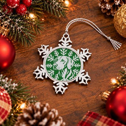 Vizsla Ornament, Pewter Snowflake Christmas Ornament, Vizsla Lover Gift