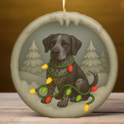 Personalized Black German Shorthaired Pointer Christmas Ornament, 3D Clay-Style Dog Keepsake with Lights