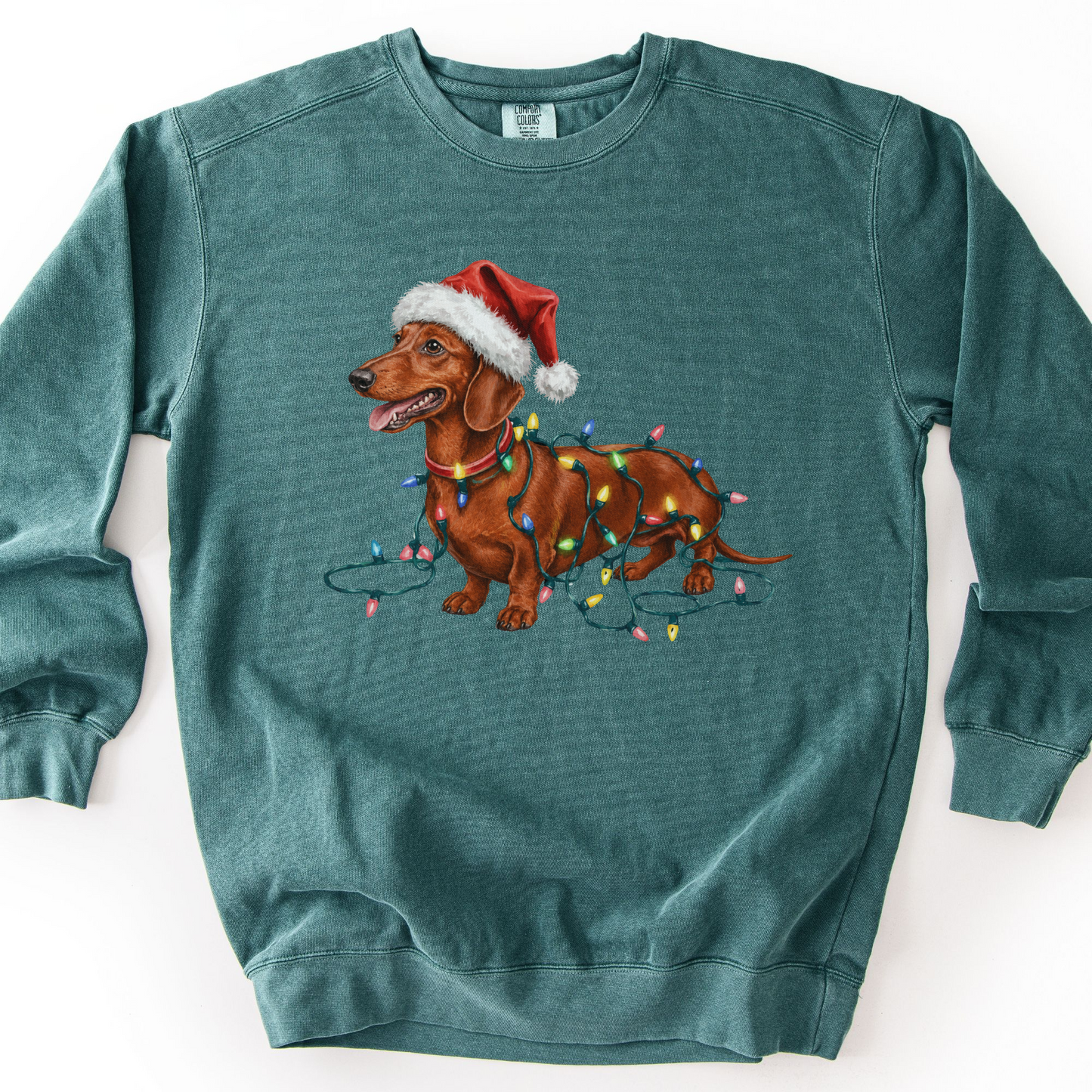 Red Dachshund Christmas Lights Sweatshirt
