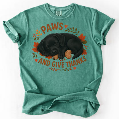 Black Lab Thanksgiving Shirt, Paws Give Thanks Tee, Fall Labrador Retriever Lover Gift