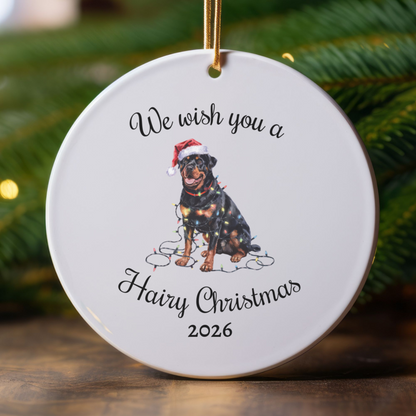Christmas Rottweiler Ornament, Christmas Lights Dog Keepsake