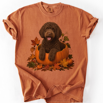 Brown Portuguese Water Dog Pumpkin Shirt Fall Dog Lover Comfort Colors Autumn Tee Gift