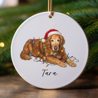 Personalized Dog Photo Christmas Ornament Custom Pet Name Ceramic Keepsake