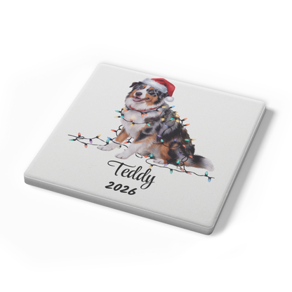 Australian Shepherd Dog Coasters, Absorbent Stone Coaster Set, Christmas Gift for Dog Lovers, Personalized Table Protection, Cork Back