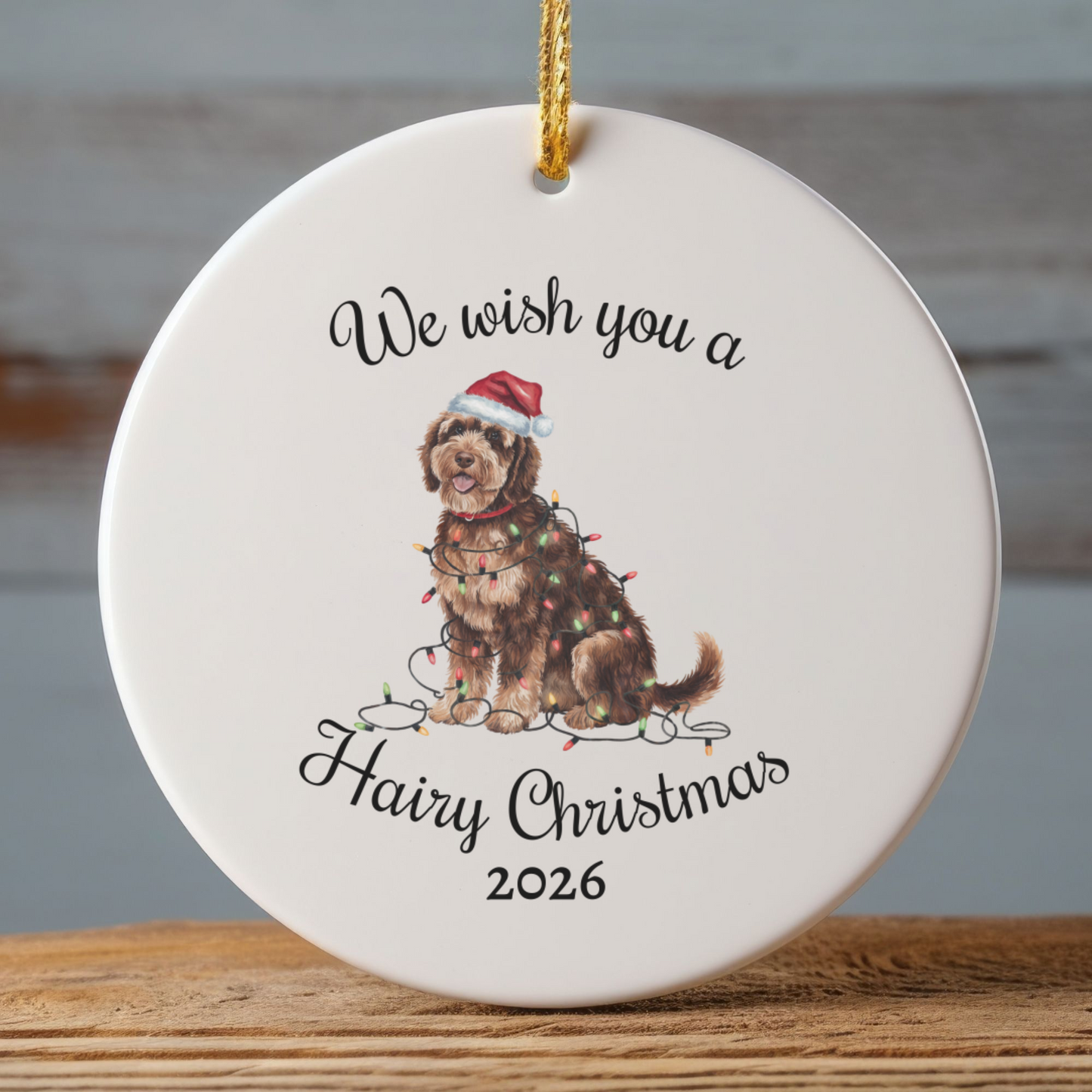 Christmas Portuguese Water Dog Ornament, Christmas Lights Dog Keepsake
