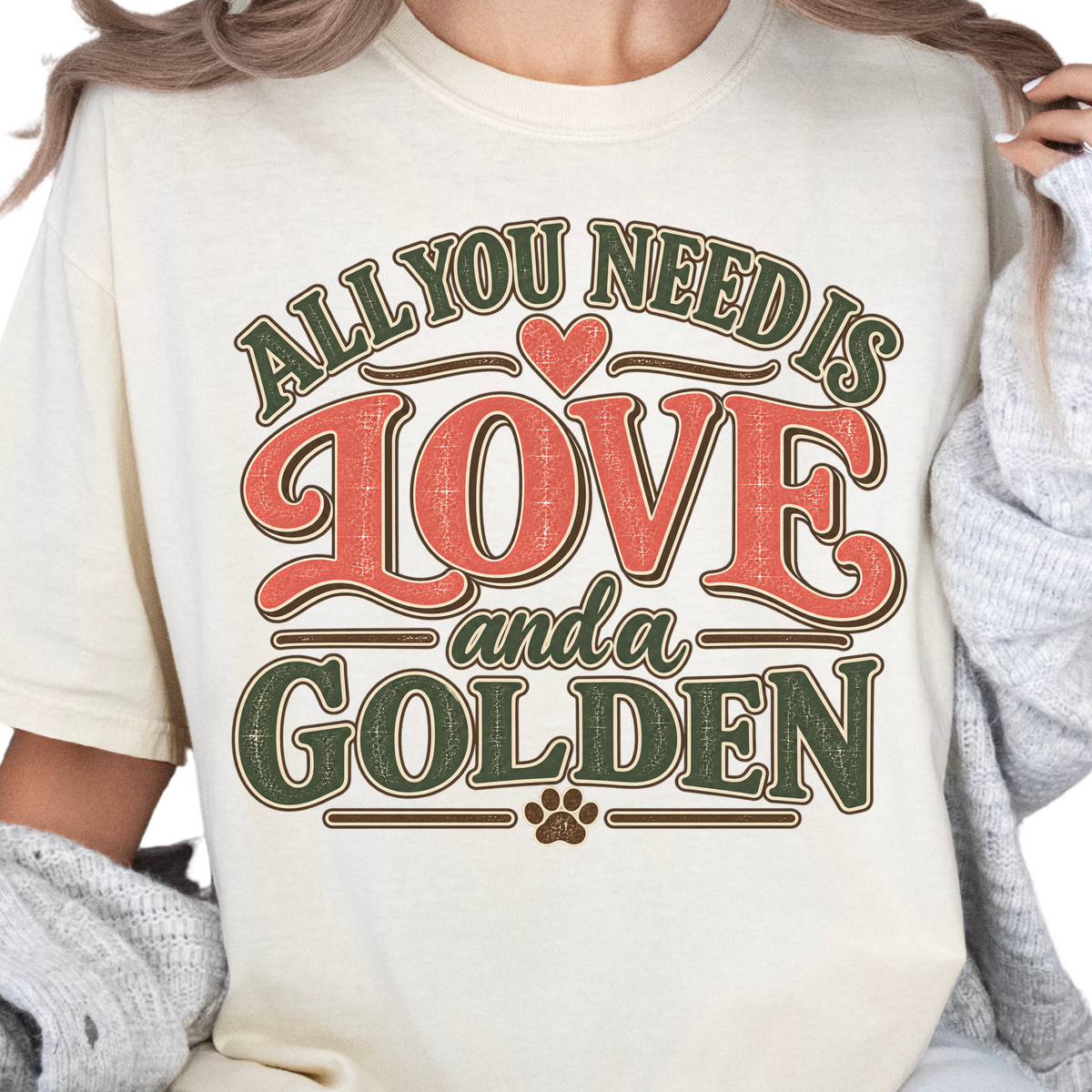 Golden Retriever Shirt, Golden Mom Gift, All You Need Is Love Dog Tee