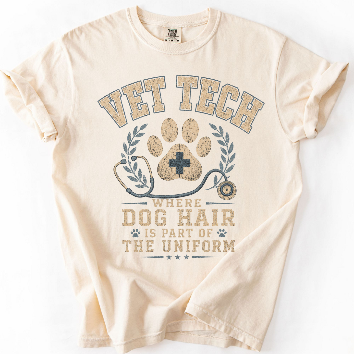 Vet Tech Shirt Dog Hair Uniform Tee Veterinary Technician Gift Vintage Vet Tech Tshirt