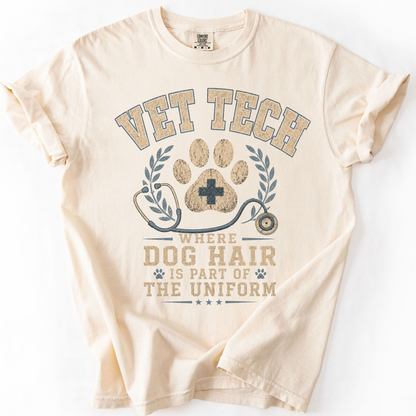 Vet Tech Shirt Dog Hair Uniform Tee Veterinary Technician Gift Vintage Vet Tech Tshirt