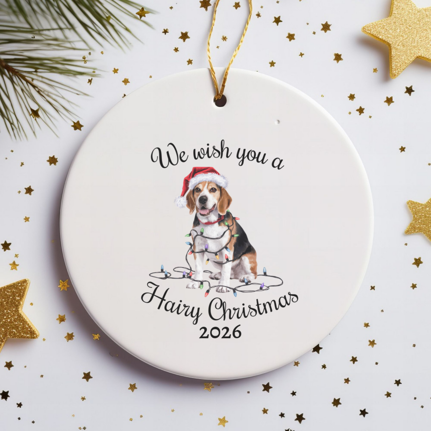 Christmas Beagle Ornament, Beagle Mom, Christmas Lights Dog Keepsake, Christmas Dog, Gift For Dog Lover, Beagle