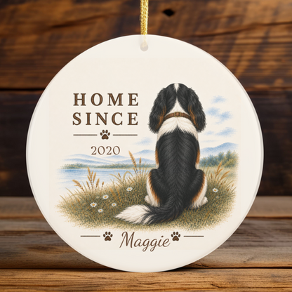 Personalized Tricolor Cavalier Ornament, Double Sided Gotcha Day Gift, Custom Dog Keepsake