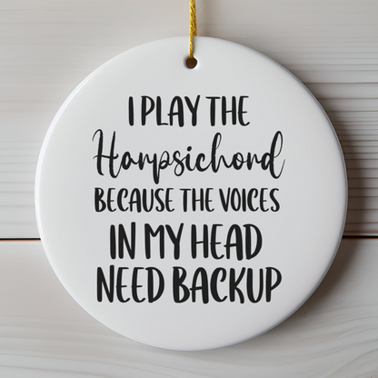 Harpsichord Ornament, Ceramic Musician Gift