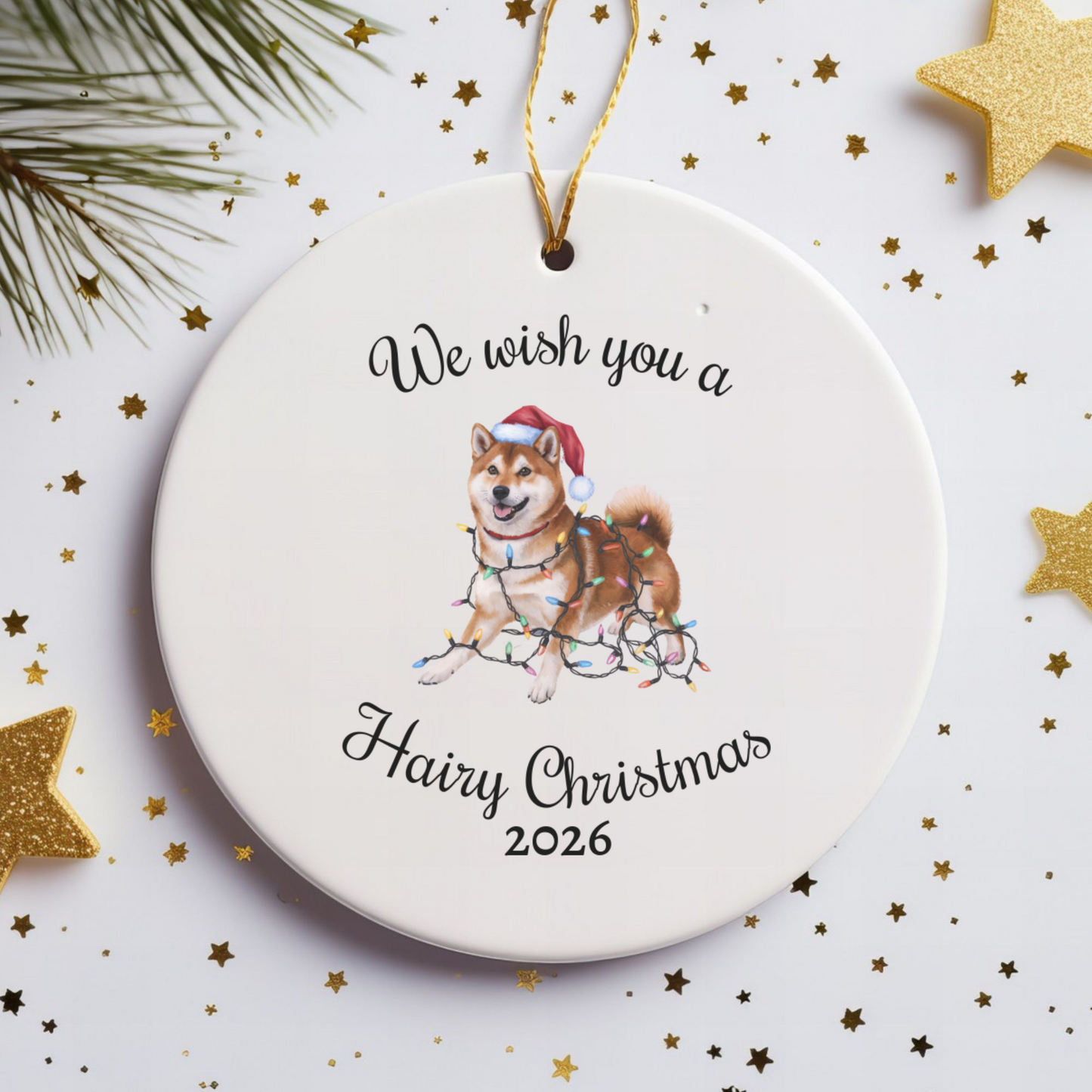 Christmas Red Shiba Inu Ornament, Christmas Lights Dog Keepsake