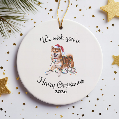 Christmas Red Shiba Inu Ornament, Christmas Lights Dog Keepsake