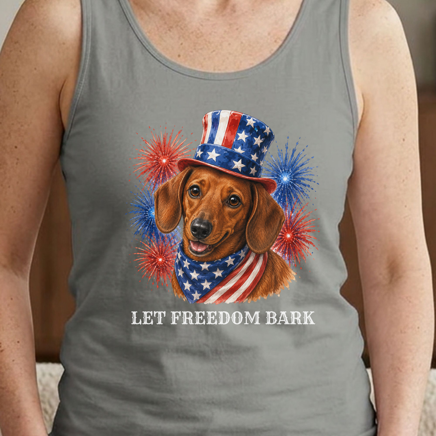 Patriotic Red Dachshund Tank Top