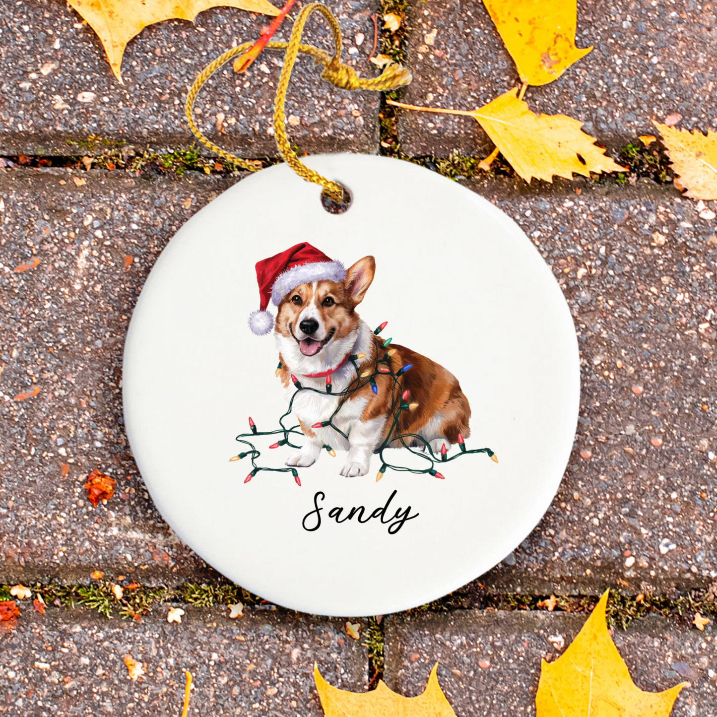 Personalized Corgi Ornament, Ceramic Christmas Tree Decor, Festive Pet Lover Gift