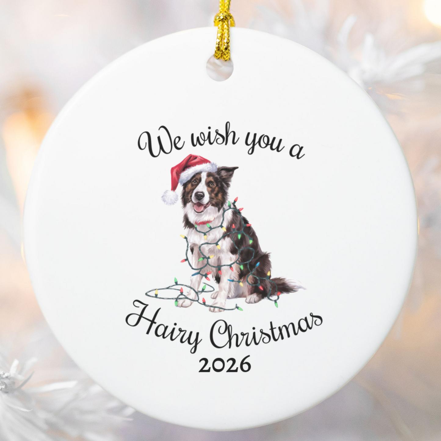 Christmas Border Collie Ornament, Border Collie Mom, Christmas Lights Dog Keepsake, Christmas Dog, Gift For Dog Lover, Border Collie