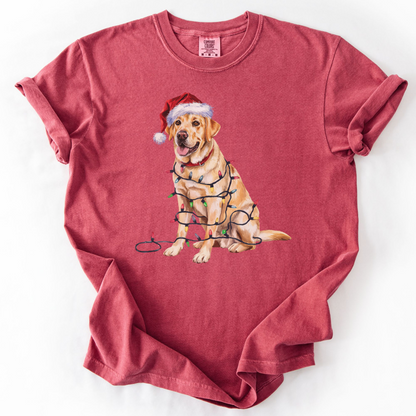 Christmas Yellow Labrador Shirt, Christmas Lights Dog Tee, Christmas Dog Tee, Lab Mom Tshirt, Gift for Dog Lover, Yellow Lab