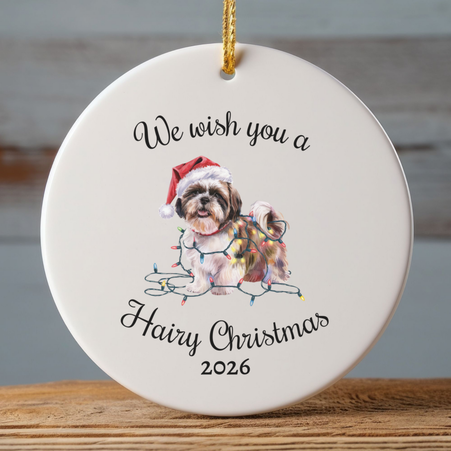 Christmas Shih Tzu Ornament, Christmas Lights Dog Keepsake