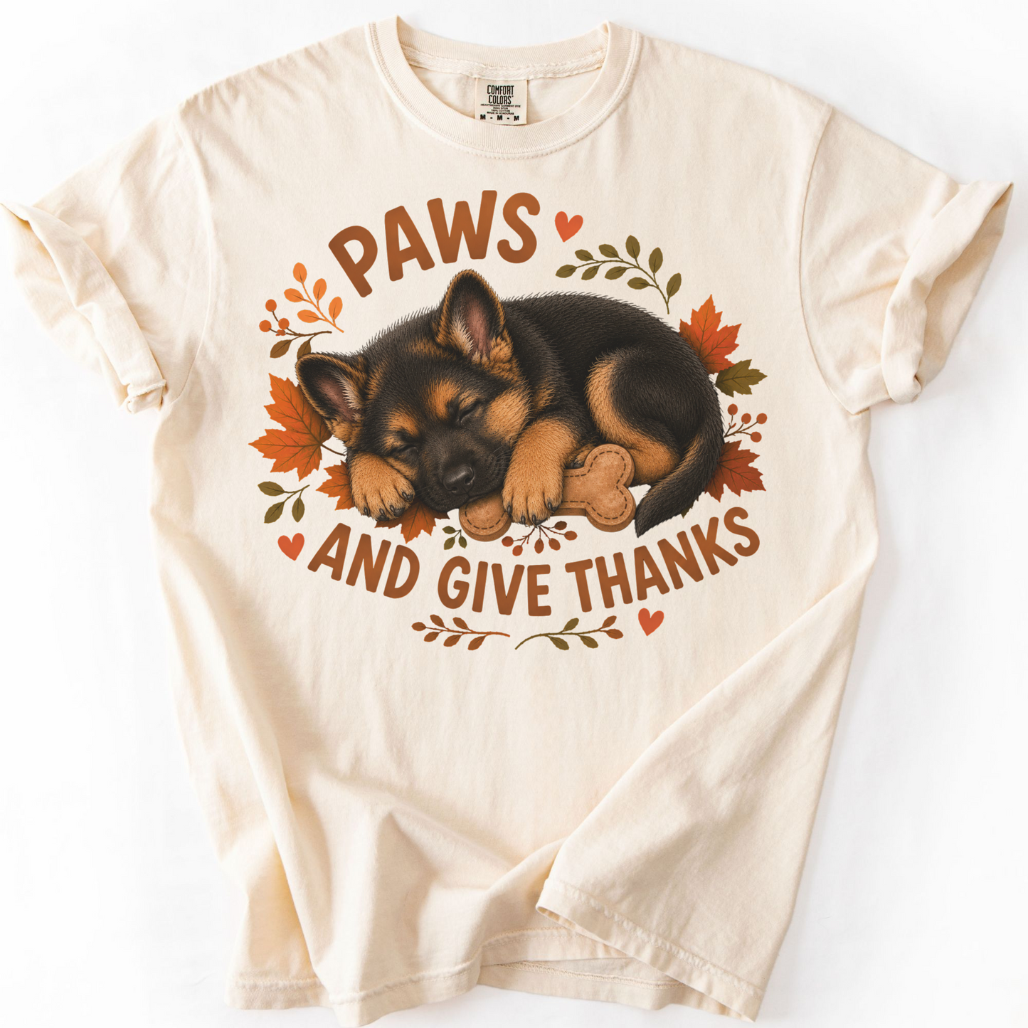 German Shepherd Thanksgiving Shirt, Paws Give Thanks Tee, Fall German Shepherd Lover Gift