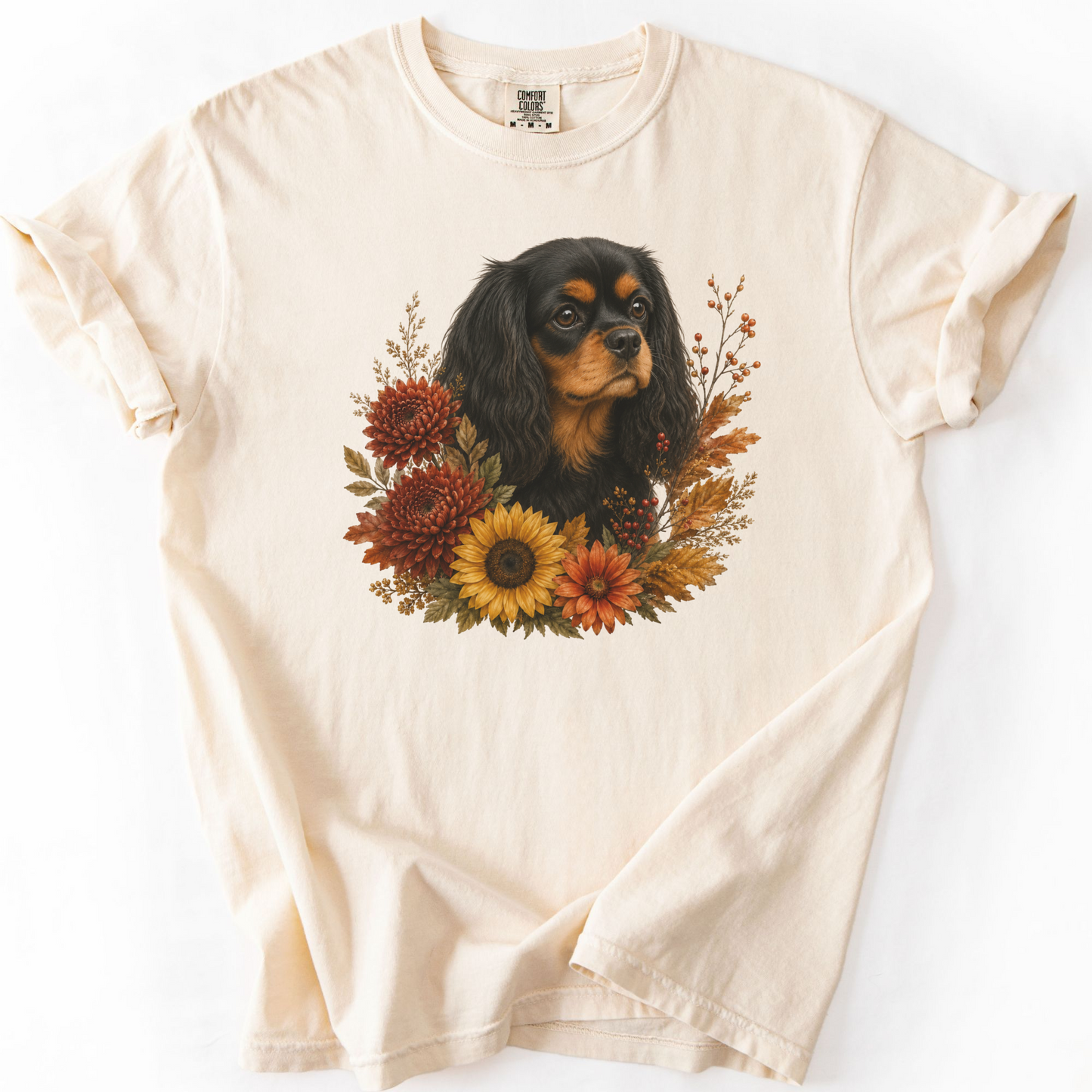 Black and Tan Cavalier Autumn Floral Shirt