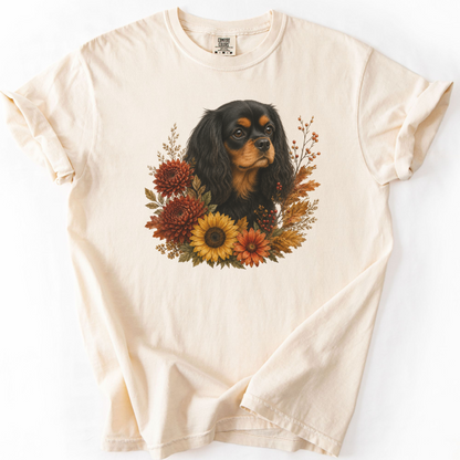 Black and Tan Cavalier Autumn Floral Shirt