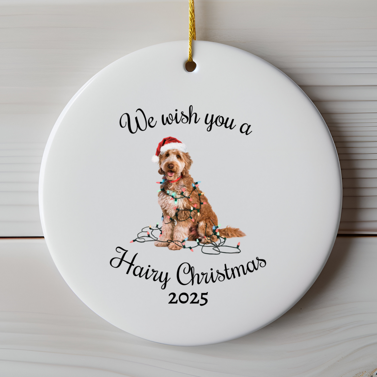 Christmas Goldendoodle Ornament, Christmas Lights Dog Keepsake