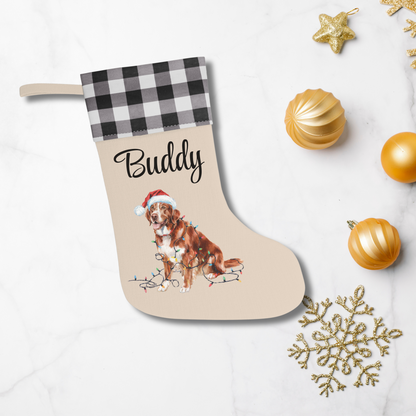 Personalized Nova Scotia Duck Tolling Retriever Christmas Stocking, Holiday Decor Gift for Pet Lovers