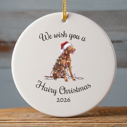 Christmas Vizsla Ornament, Christmas Lights Dog Keepsake