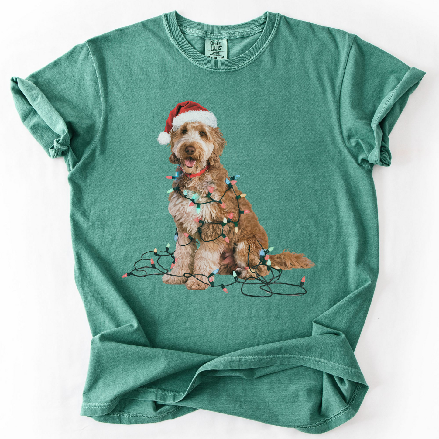 Christmas Goldendoodle Shirt, Christmas Lights Dog Tee, Christmas Dog Tee, Goldendoodle Mom Tshirt, Gift for Dog Lover, Goldendoodle