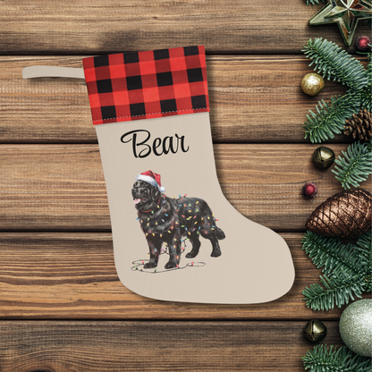 Personalized Black Newfoundland Christmas Stocking, Holiday Decor Gift for Pet Lovers