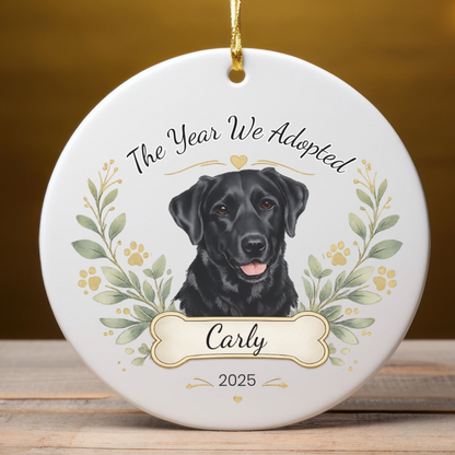 Personalized Adoption Dog Ornament, Custom Pet Christmas Keepsake Gift