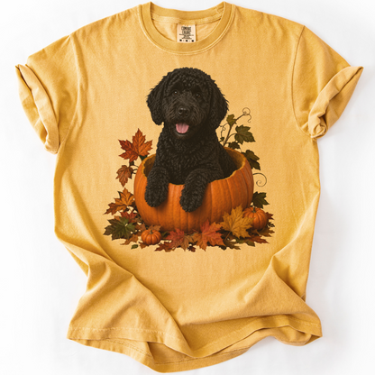 Black Portuguese Water Dog Pumpkin Shirt, Fall Comfort Colors Tee for Dog Lovers