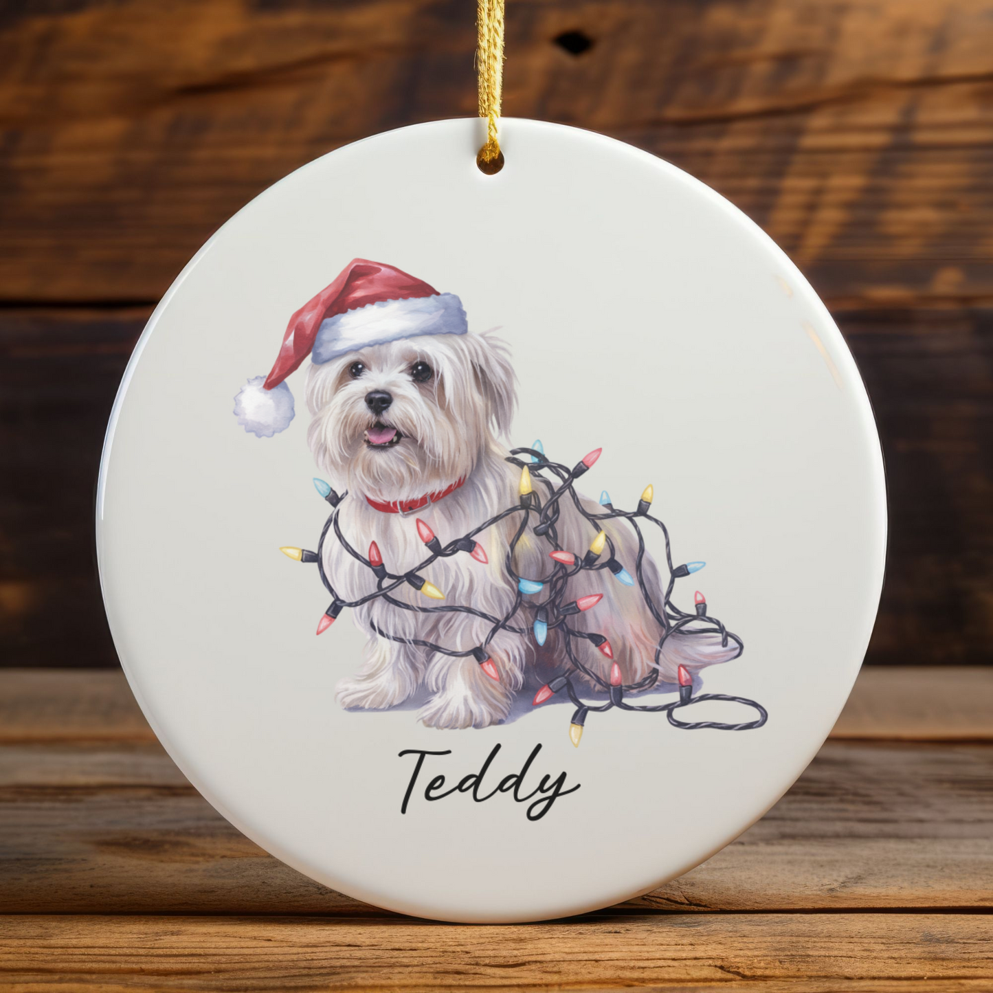 Maltese Christmas Ornament, Personalized Dog Keepsake