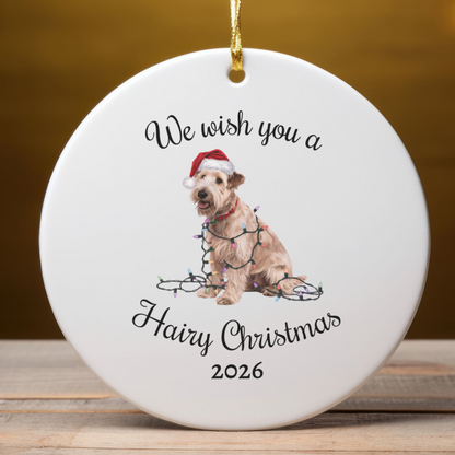 Christmas Soft Coated Wheaten Terrier Ornament, Christmas Lights Dog Keepsake