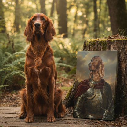 Personalized Dog Dragon Slayer Portrait, Custom Medieval Warrior Pet Canvas