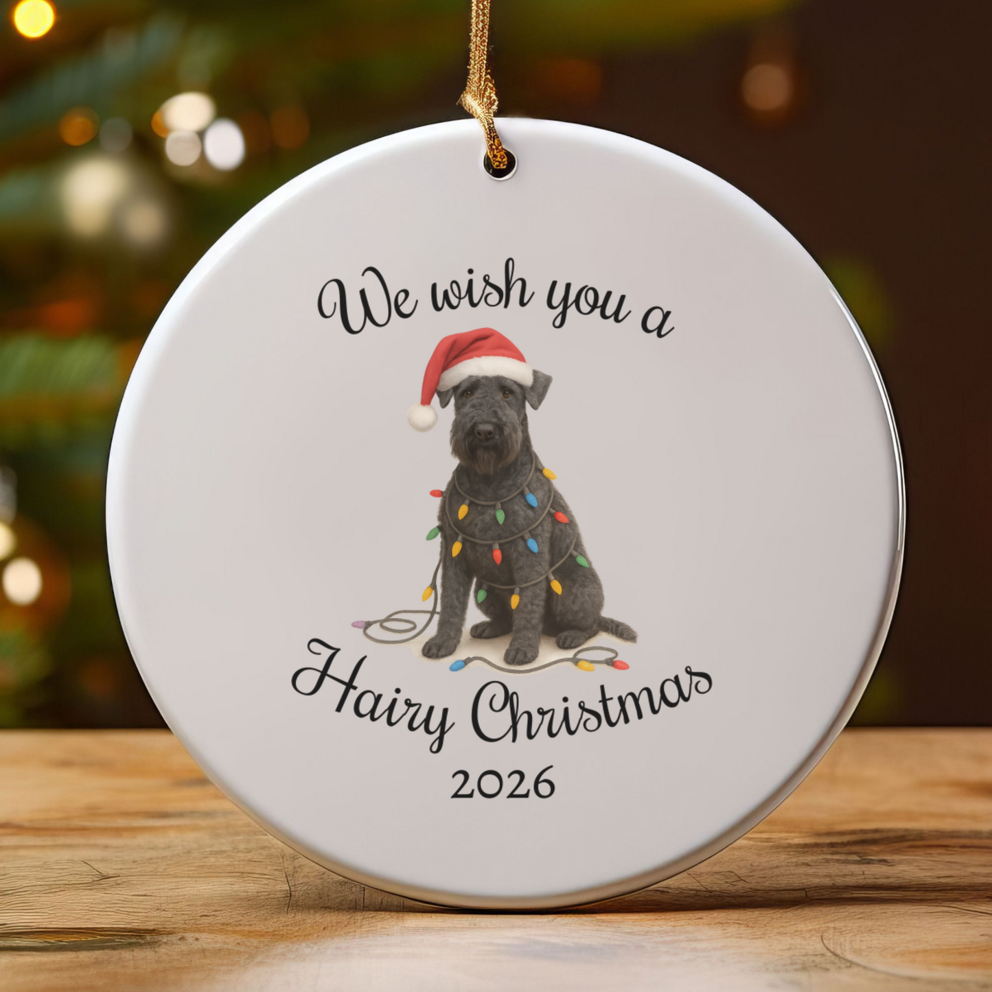 Kerry Blue Terrier Ornament, Christmas Lights Dog Keepsake